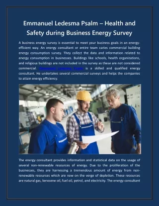 Emmanuel Ledesma Psalm – Health and Safety during Business Energy Survey
