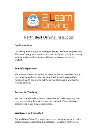 Perth Best Driving Instructor