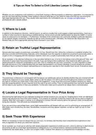 6 Tips on Just How To Select a Civil Liberties Legal Representative in Chicago