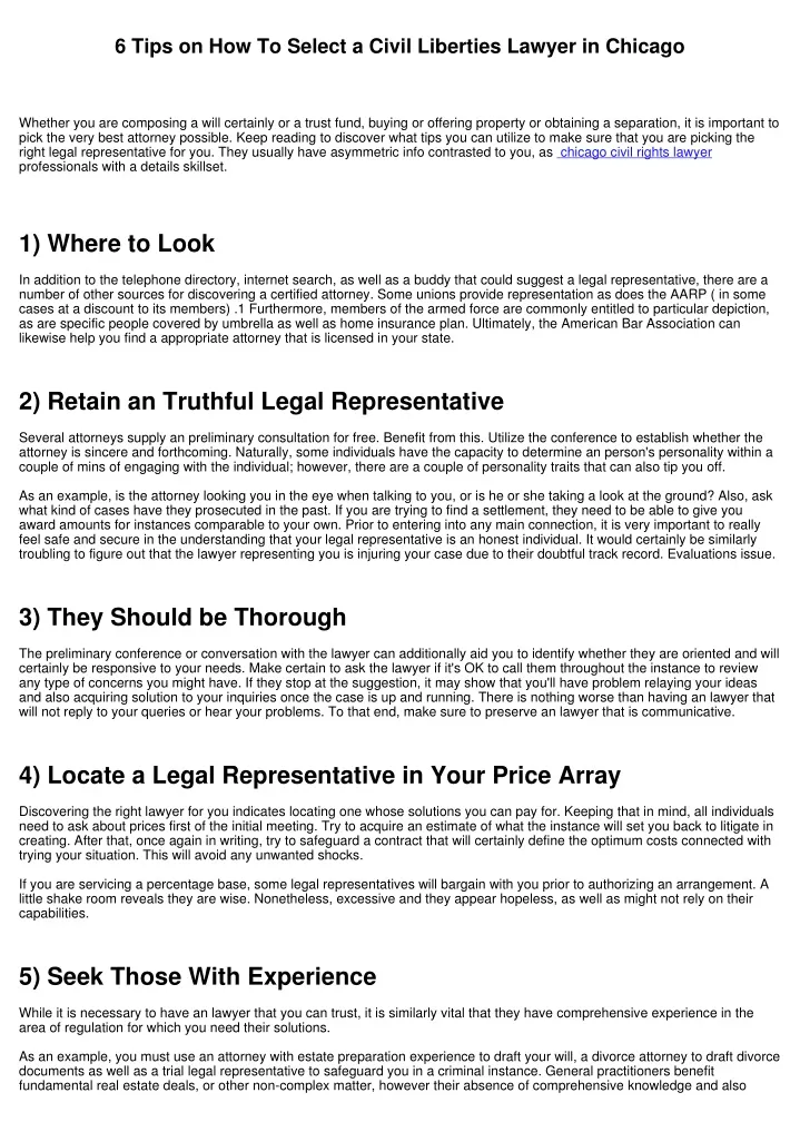 6 tips on how to select a civil liberties lawyer