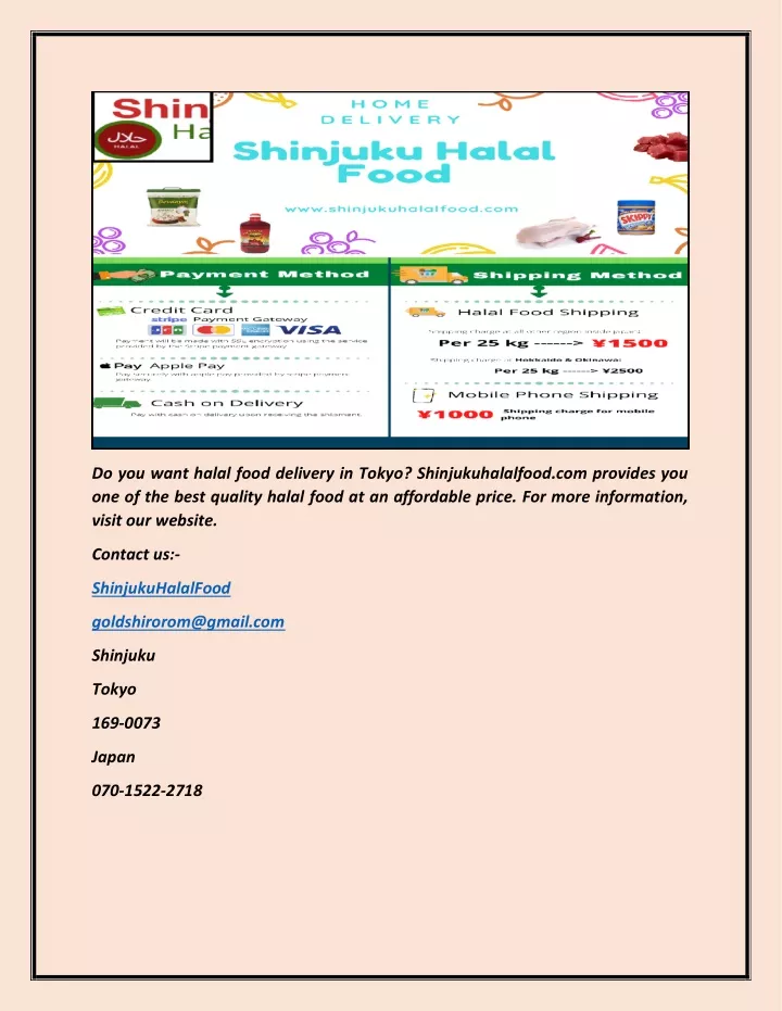 do you want halal food delivery in tokyo