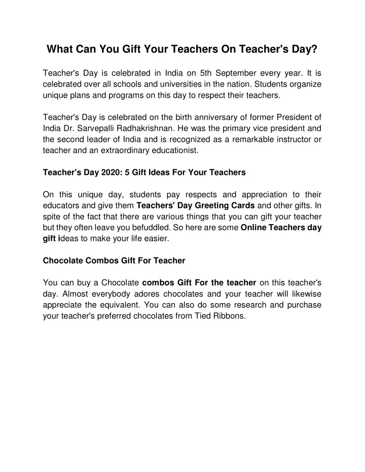 what can you gift your teachers on teacher s day