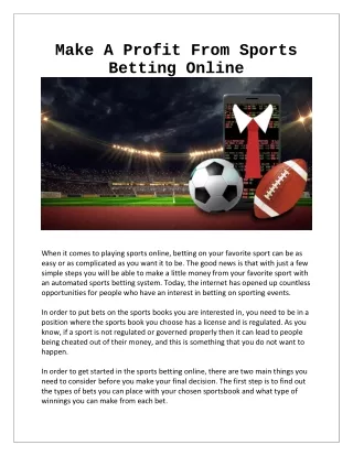 Make A Profit From Sports Betting Online