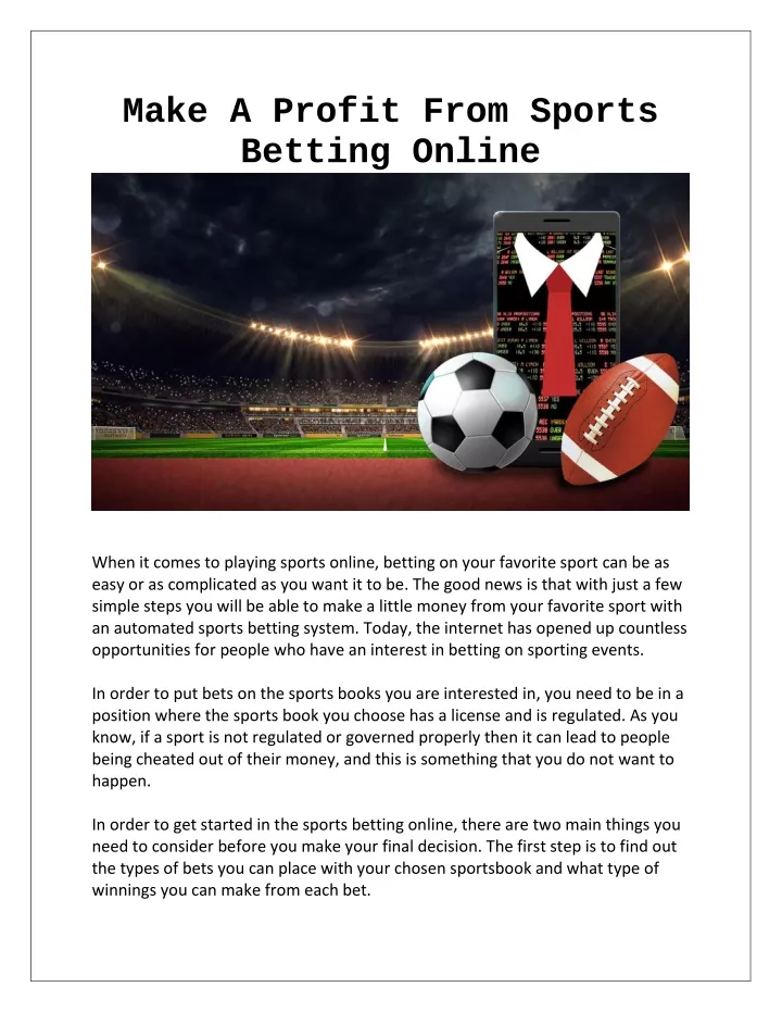 make a profit from sports betting online