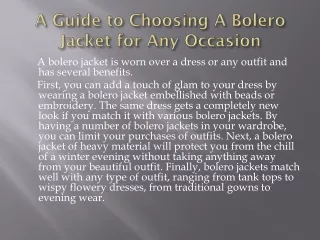 a guide to choosing a bolero jacket for any occasion