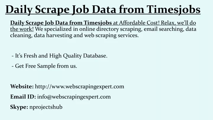 daily scrape job data from timesjobs