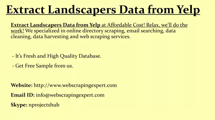 extract landscapers data from yelp