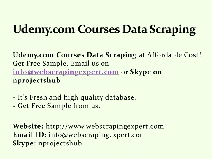 udemy com courses data scraping