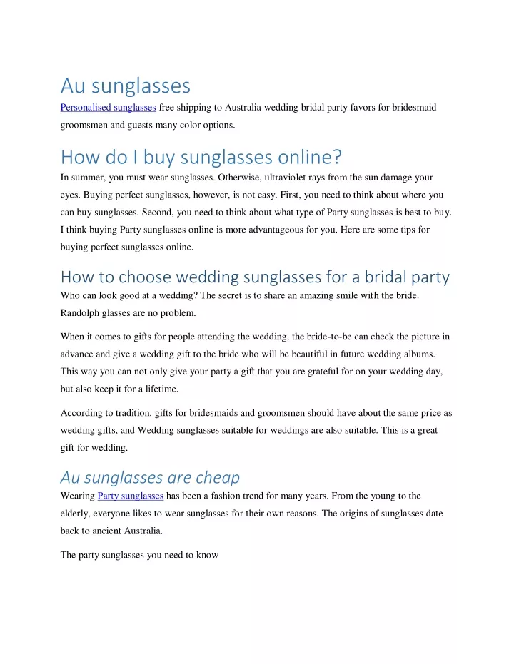 au sunglasses personalised sunglasses free
