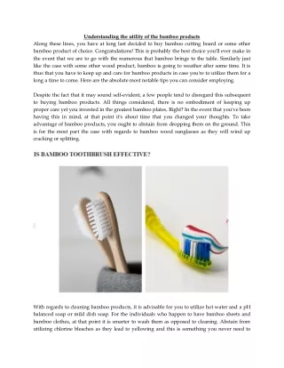 understanding the utility of the bamboo products