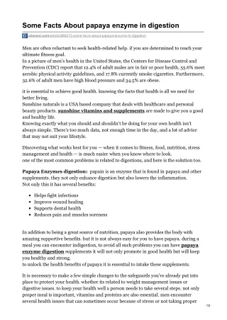 some facts about papaya enzyme in digestion