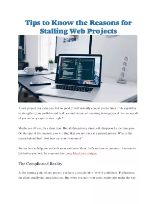 tips to know the reasons for stalling web projects