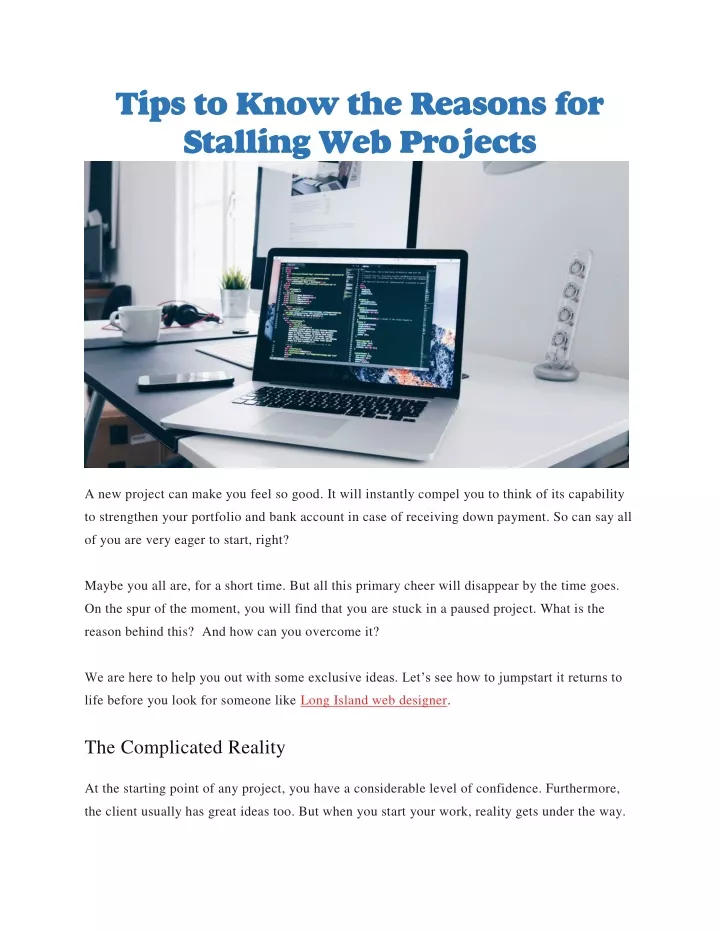 tips to know the reasons for stalling web projects