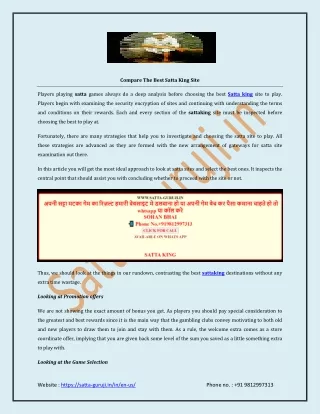 compare the best satta king site