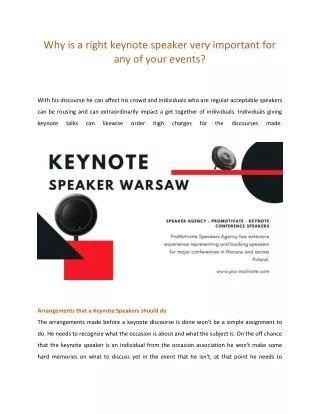 Why is a right keynote speaker very important for any of your events?