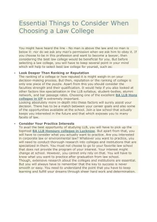essential things to consider when choosing
