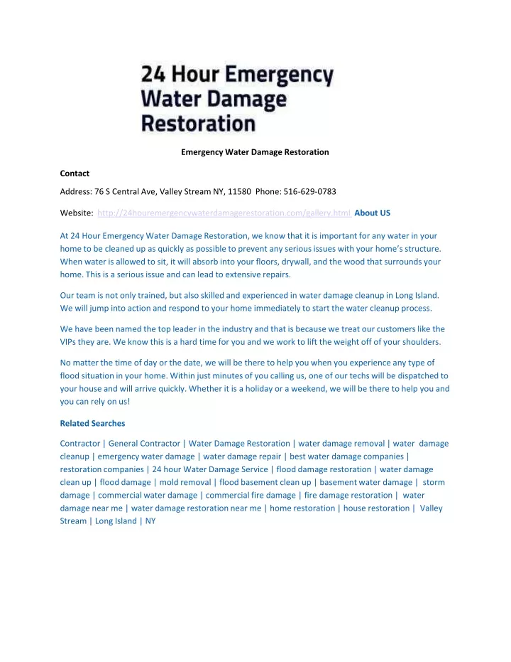 emergency water damage restoration