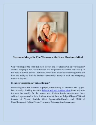 Shannon Masjedi - A renowned lady business owner