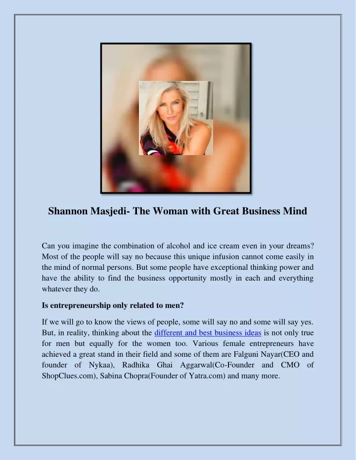 shannon masjedi the woman with great business mind