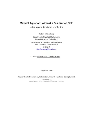 Maxwell Equations without a Polarization Field using a paradigm from biophysics