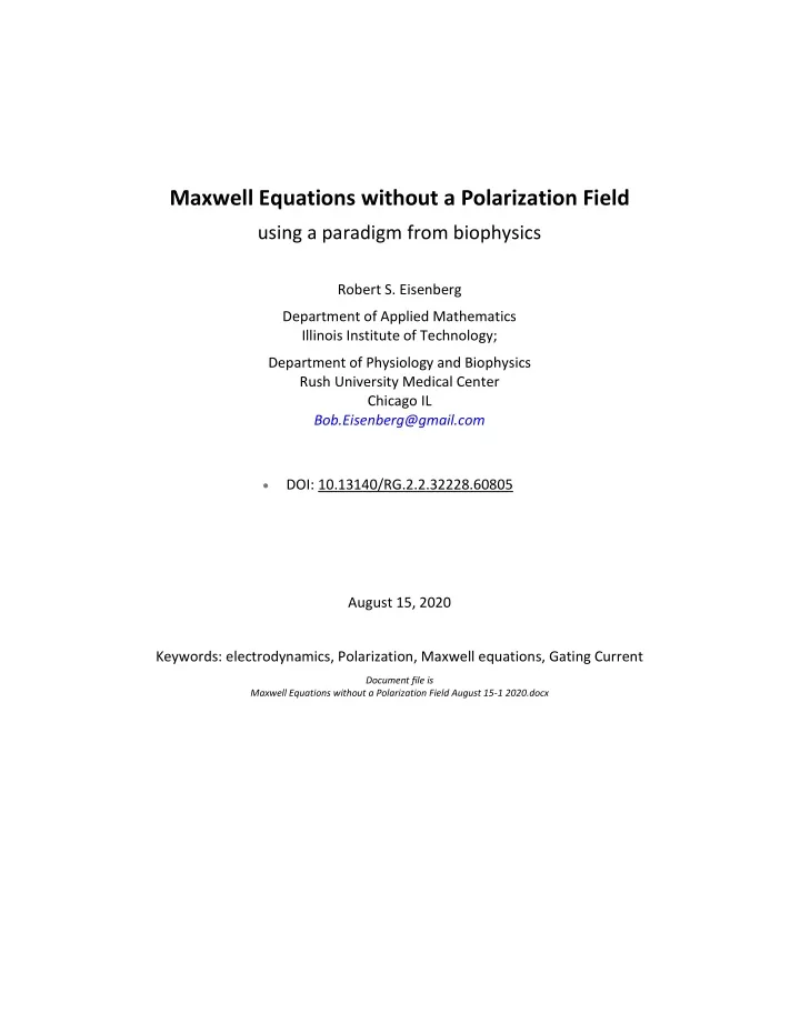 maxwell equations without a polarization field