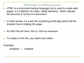 html hyper text markup language