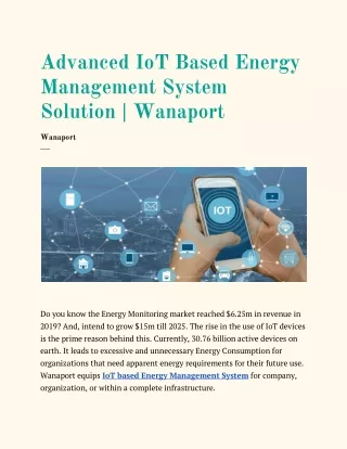 Advanced IoT Based Energy Management System Solution