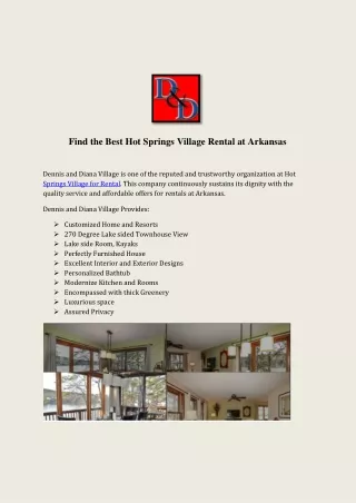 Find the Best Hot Springs Village Rental at Arkansas