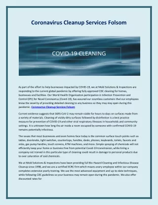 coronavirus cleanup services folsom