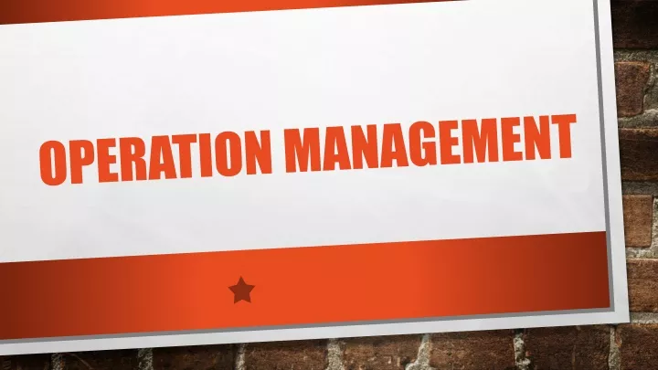 operation management