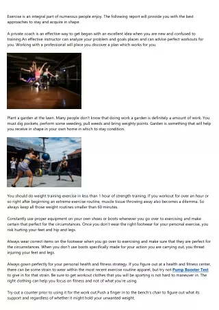 exercise is an integral part of numerous people