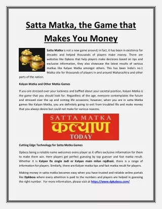Satta Matka, the Game that Makes You Money