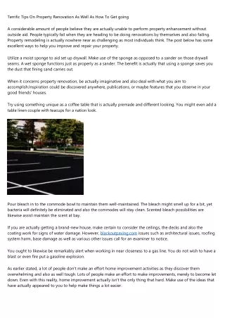 terrific tips on property renovation as well