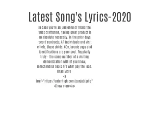Latest Song's Lyrics-2020