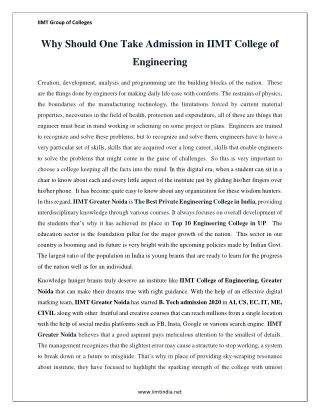 iimt group of colleges why should one take