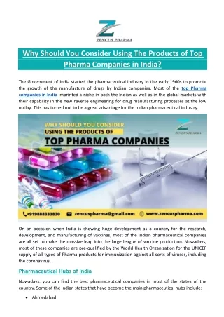 Why should you consider using the products of top Pharma companies in India?
