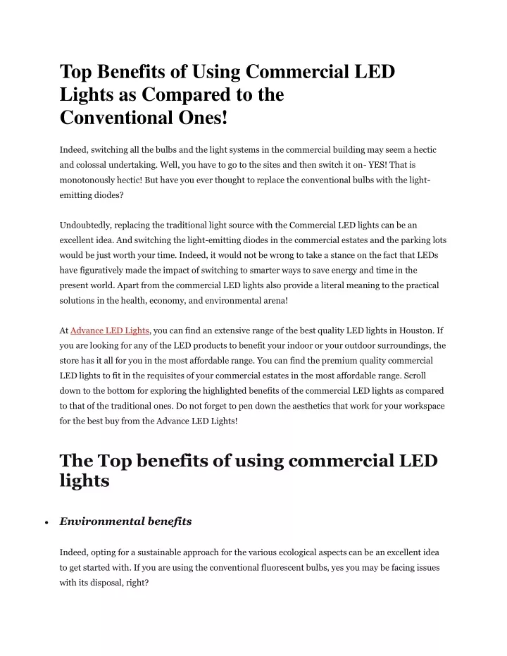 top benefits of using commercial led lights