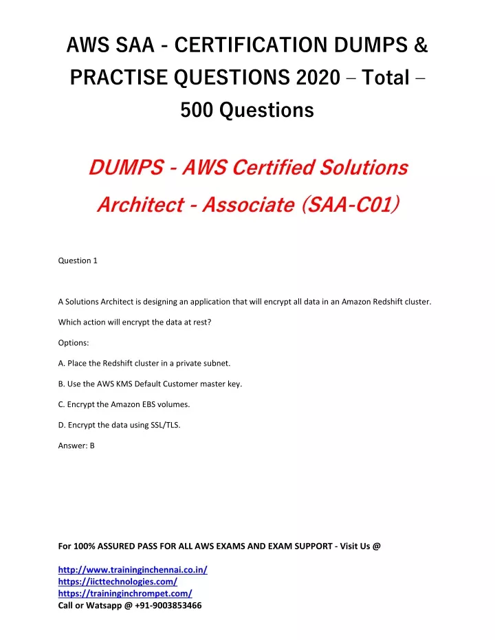 aws saa certification dumps