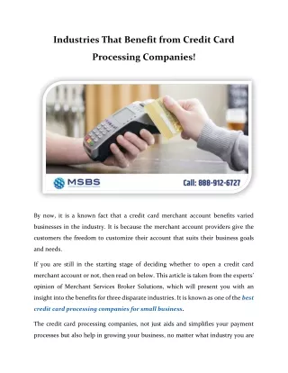 Industries That Benefit from Credit Card Processing Companies!