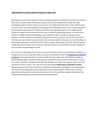 unblocking of hacked games in school by small