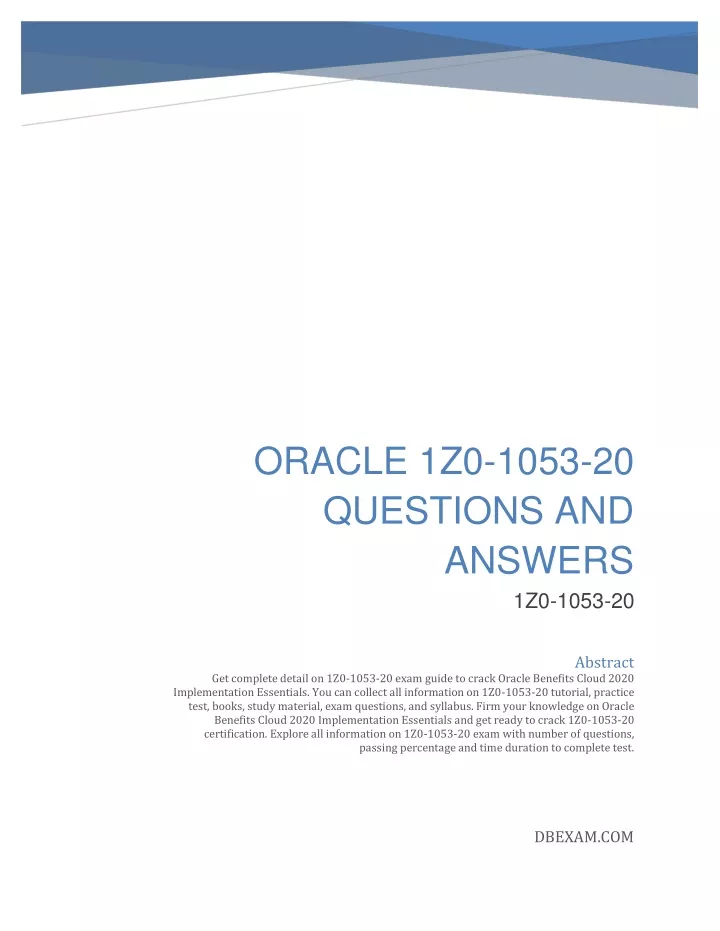 oracle 1z0 1053 20 questions and answers