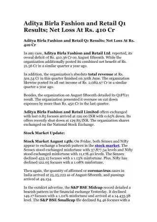aditya birla fashion and retail q1 results