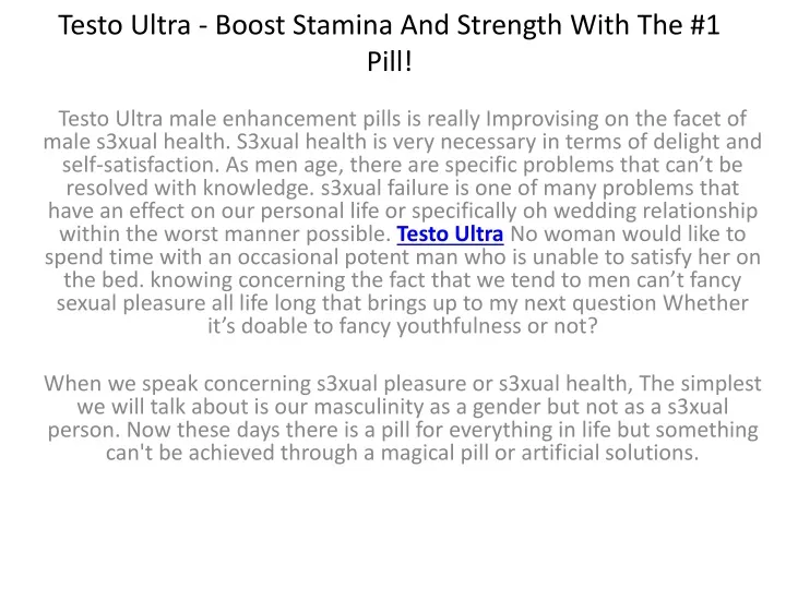testo ultra boost stamina and strength with the 1 pill