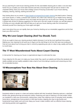 24 Hours To Improving House Cleaning