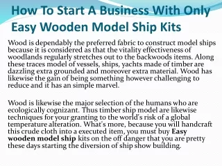how to start a business with only easy wooden model ship kits