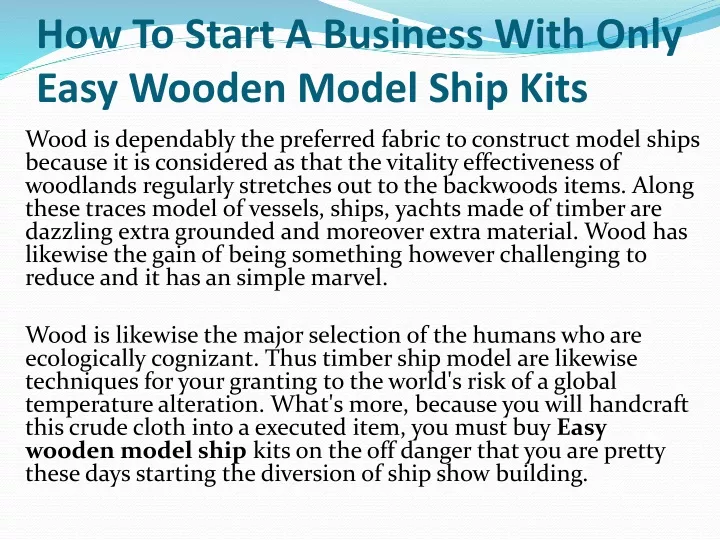 how to start a business with only easy wooden model ship kits