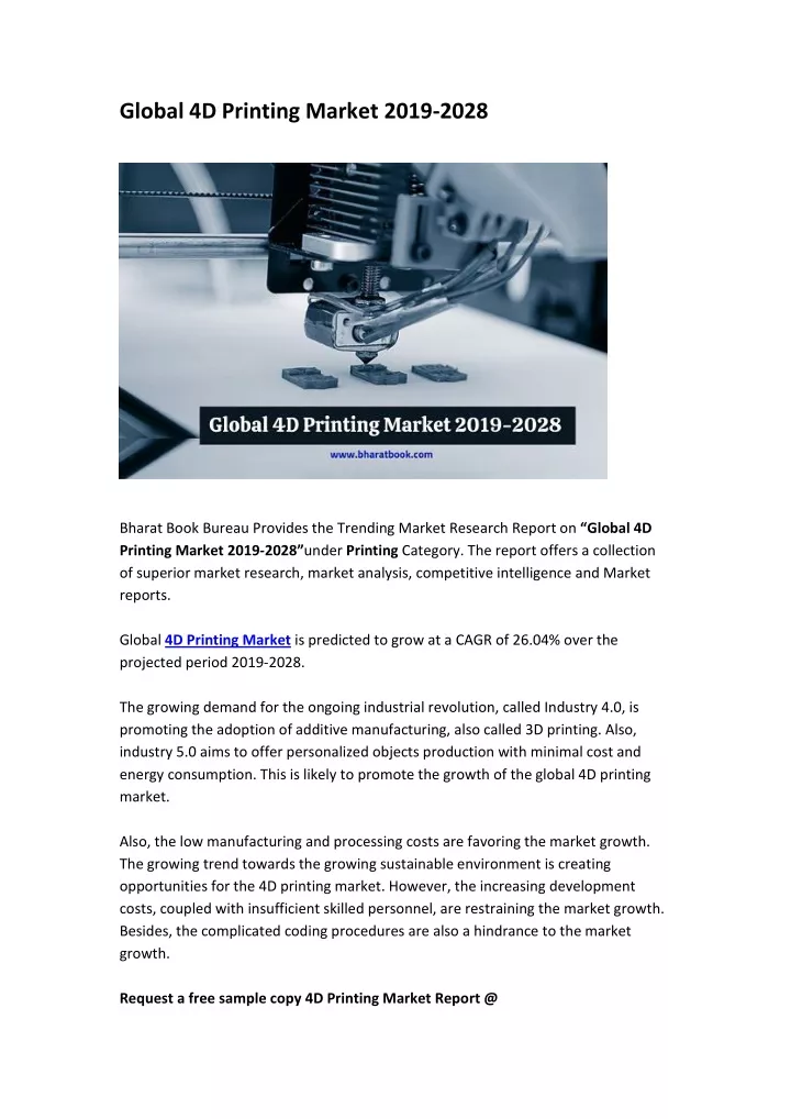global 4d printing market 2019 2028