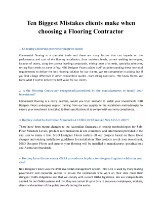 Ten Biggest Mistakes clients make when choosing a Flooring Contractor