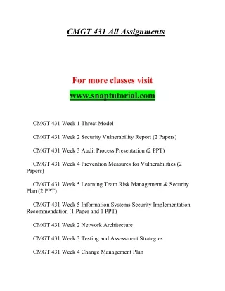 CMGT 431  Marvelous Teaching / snaptutorial.com