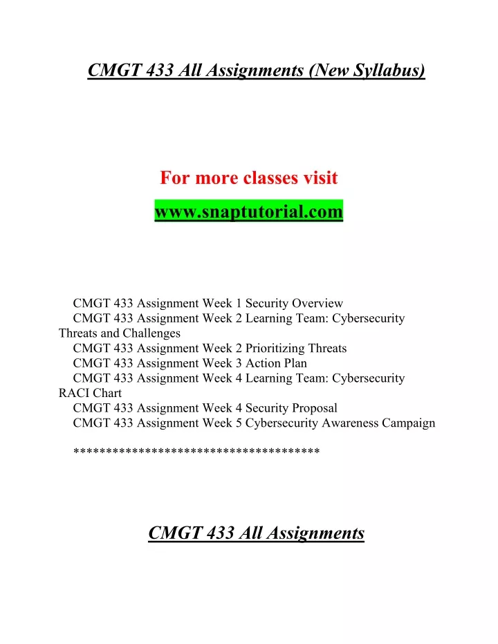 cmgt 433 all assignments new syllabus